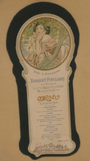 Appraisal: ALPHONSE MUCHA Banquette Populaire Color lithograph x mm x inches