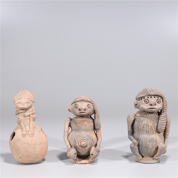 Appraisal: Group of three pre-Columbian style ceramic figures the largest H