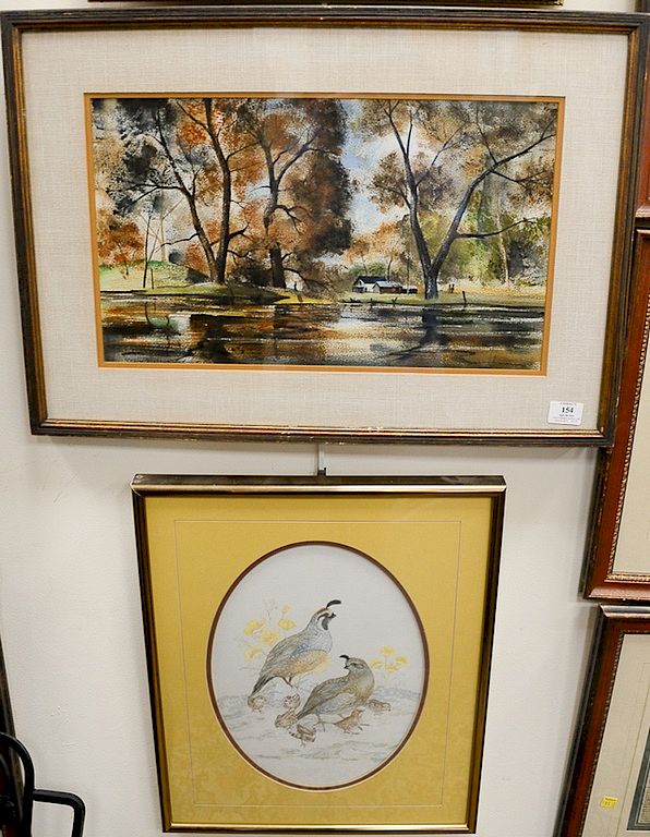 Appraisal: Three framed pieces to include Betty De watercolor on paper