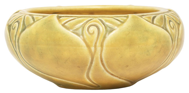 Appraisal: Rookwood bowl raised organic designs covered with a yellow and