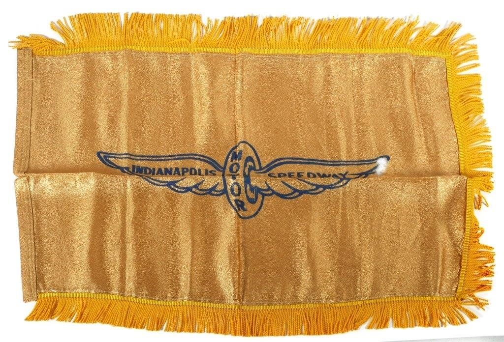 Appraisal: Early th century gold lame flag with original Indianapolis Motor