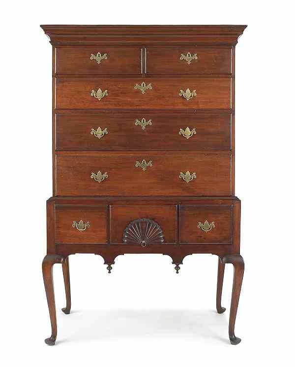 Appraisal: New England Queen Anne cherry high chest ca the lower