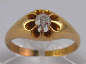 Appraisal: An antique carat gold diamond solitaire ring hallmarked London the