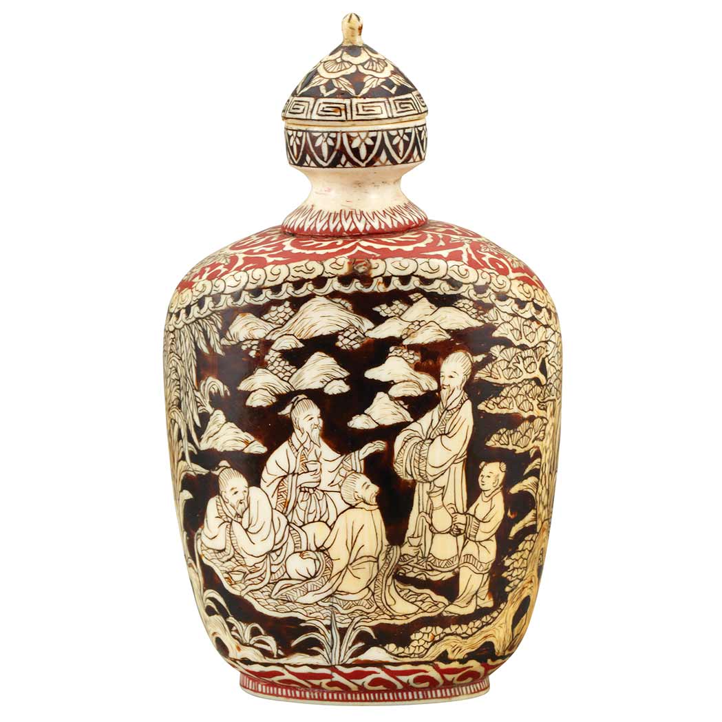 Appraisal: Chinese Polychrome Pigment Painted Ivory Snuff Bottle Late th century