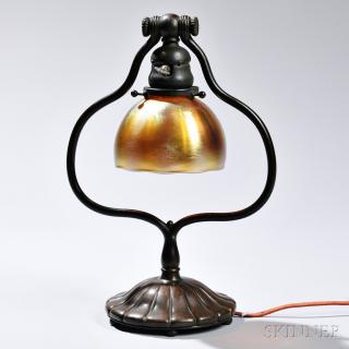 Appraisal: Tiffany Studios Table Lamp Patinated bronze art glass New York