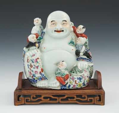 Appraisal: A Famile Rose Porcelain Happy Buddha Hotai with Children on