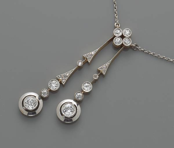 Appraisal: A diamond pendant-necklace estimated total diamond weight carats platinum chain