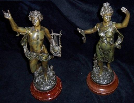 Appraisal: A pair of spelter figures Orphee and Galathee each on