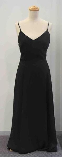 Appraisal: Evening dress in navy crepe with shoe string straps circa