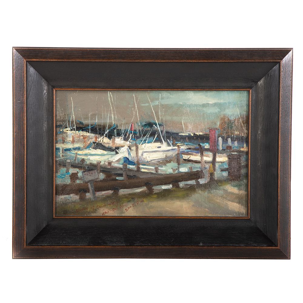 Appraisal: Hai Ou Hou Fairwinds Marina oil on board Chinese American