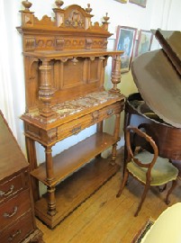 Appraisal: VICTORIAN WALNUT SIDE CABINET WITH RAUGE MARBLE INSERT