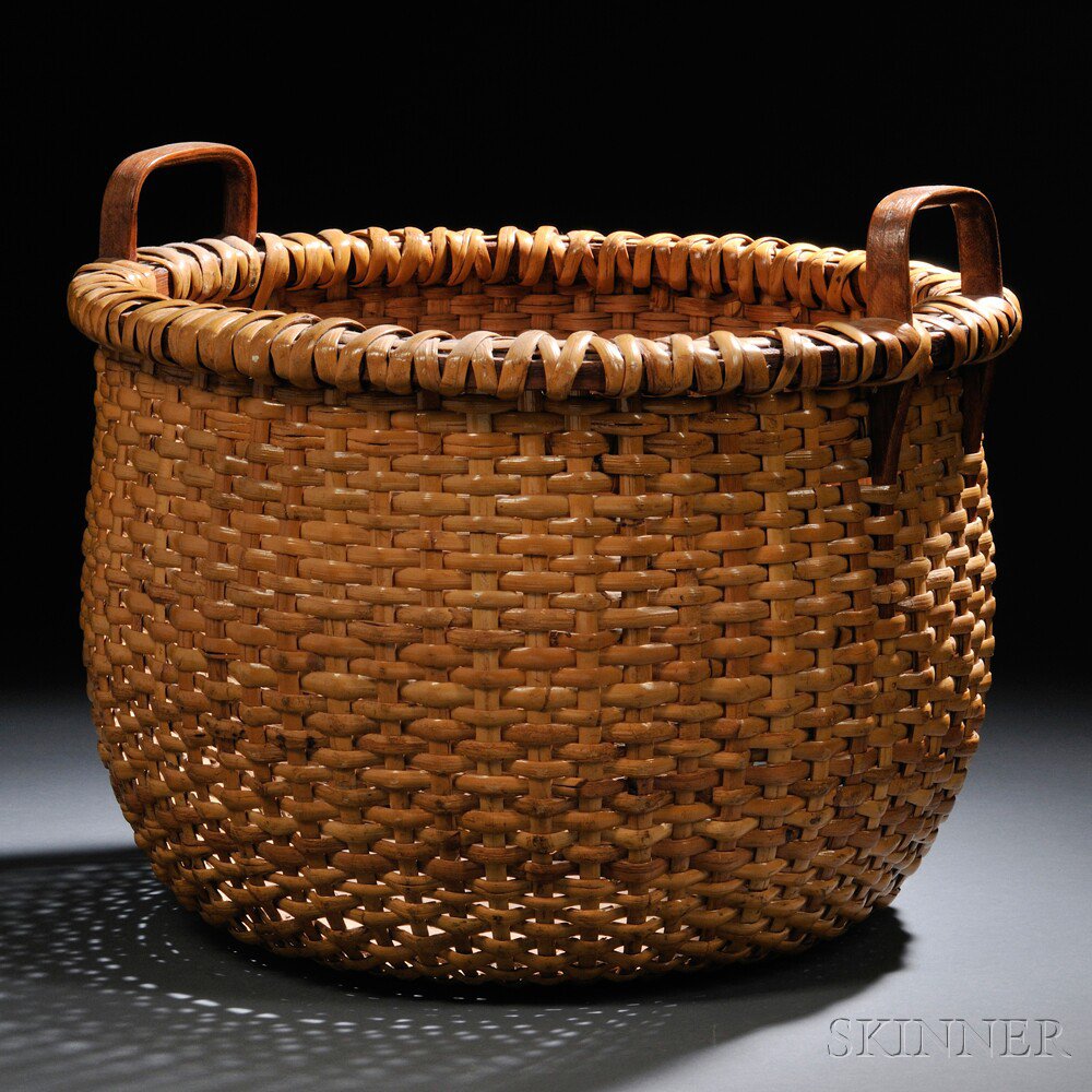 Appraisal: Large Woven Rattan Nantucket Basket late th early th century