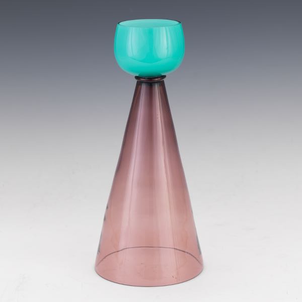 Appraisal: MURANO ART GLASS AMETHYST AND AZURE TWO-IN-ONE VASE x Elegantly