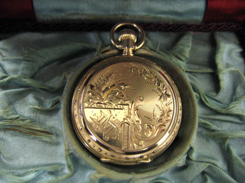 Appraisal: HUNTING CASE POCKET WATCH k yellow gold Elgin beautifully engraved