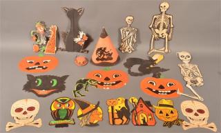 Appraisal: Group of Lithograph Cardboard Halloween Decorations Some are signed Luhrs