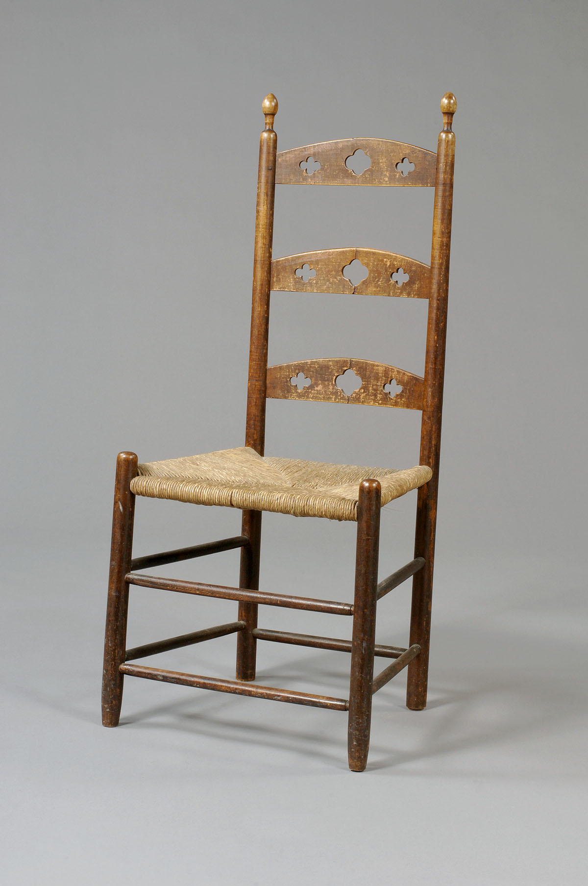 Appraisal: SHAKER THREE-SLAT LADDERBACK SIDE CHAIR PROBABLY NEW LEBANON NEW YORK