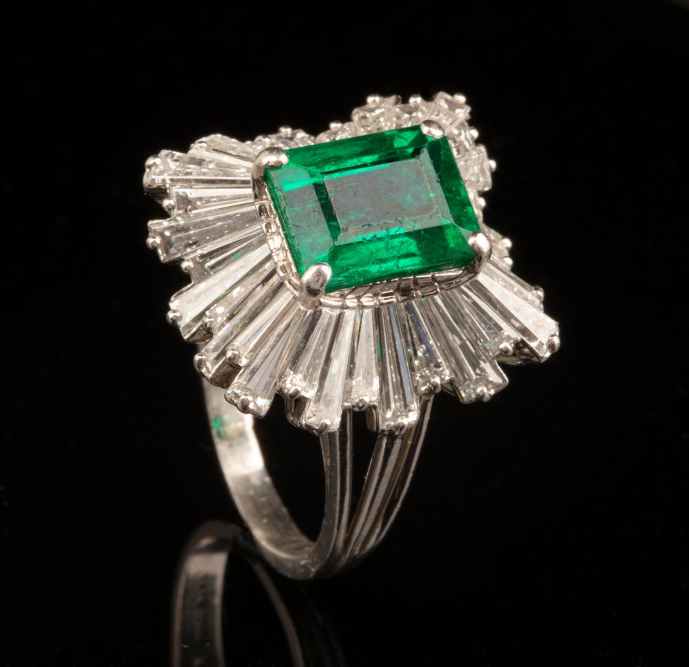 Appraisal: Oscar Heyman and Brothers Platinum Emerald and Diamond Ring c