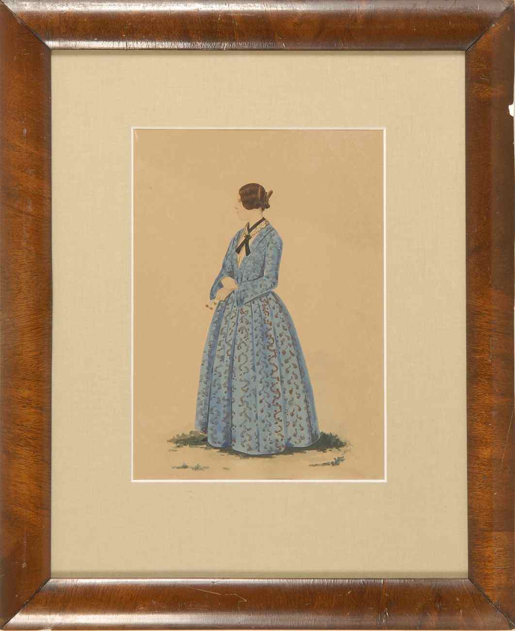 Appraisal: FRAMED WATERCOLORProbably English Mid- th CenturyStanding portrait of a lady