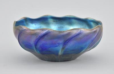 Appraisal: A Tiffany Blue Favrile Bowl Bowl with wave pattern overall