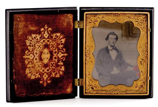 Appraisal: American daguerreotype in case circa molded case adorned with scrolling