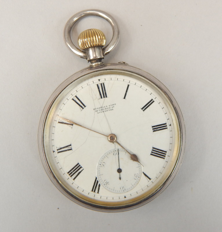 Appraisal: A George V open face top wind silver faced pocket