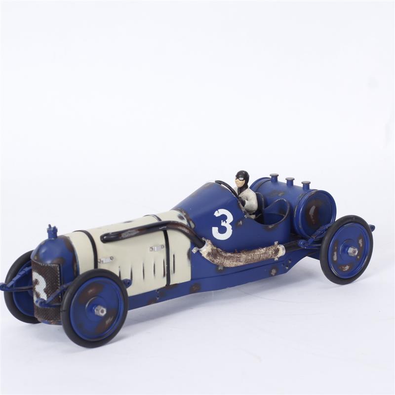 Appraisal: Blue Cream Die-Cast Antique Replica Race Car with driver AB