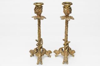 Appraisal: Gilt bronze ormolu candlesticks a pair in Neoclassical style with