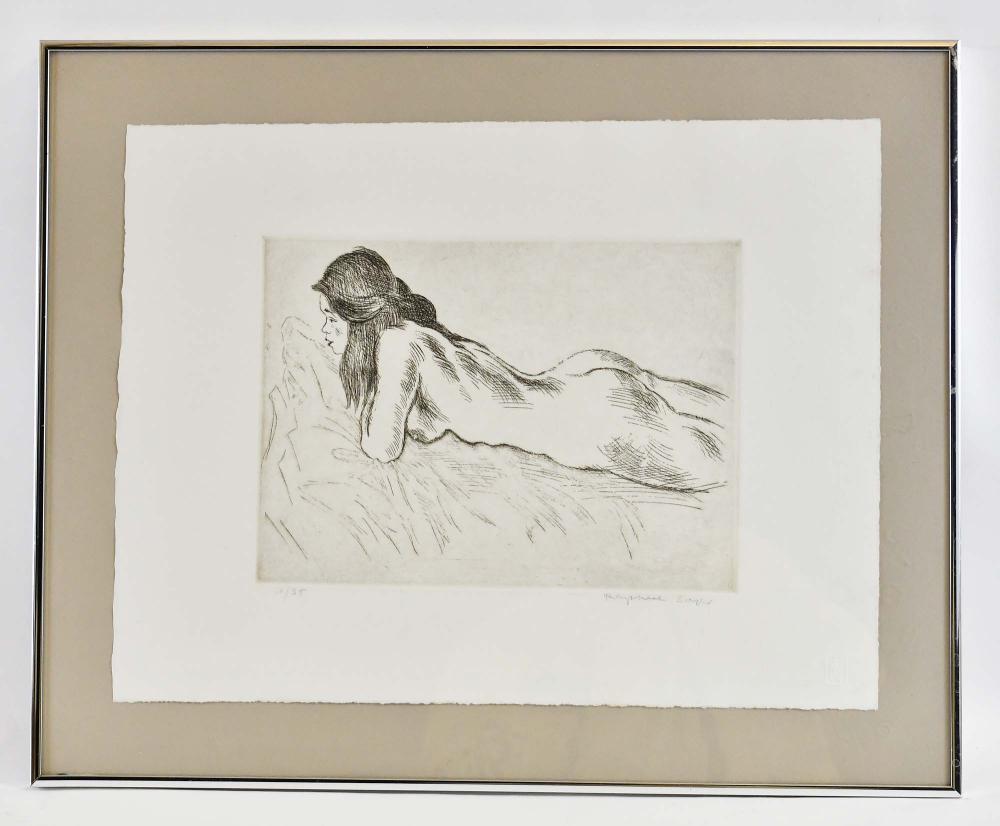 Appraisal: RAPHAEL SOYER AMERICAN - LITHOGRAPHReclining Female Nude Signed in pencil