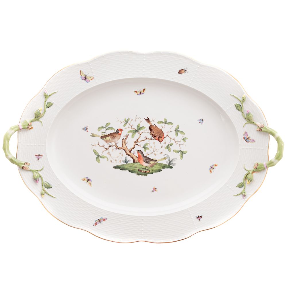 Appraisal: Large Herend Porcelain Rothschild Bird Platter Large double-handled platter in