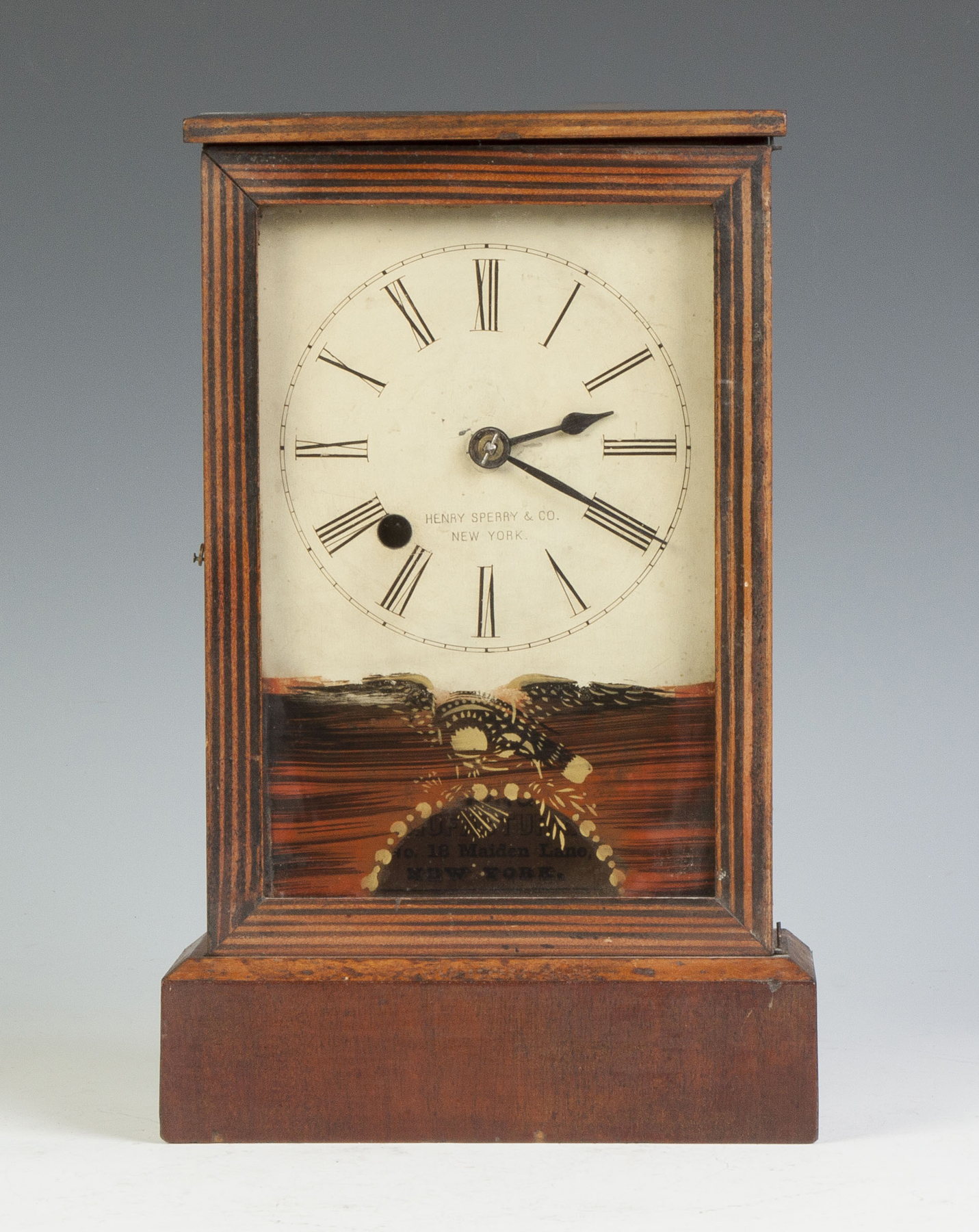 Appraisal: Henry Sperry Co NY Miniature Box Clock Original grained case