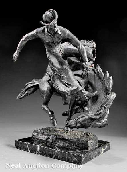 Appraisal: Clemente Spampinato American - The Bronco Buster bronze cast signature