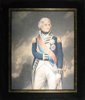 Appraisal: After Sir William Beechey Portrait of Lord Nelson Coloured mezzotint