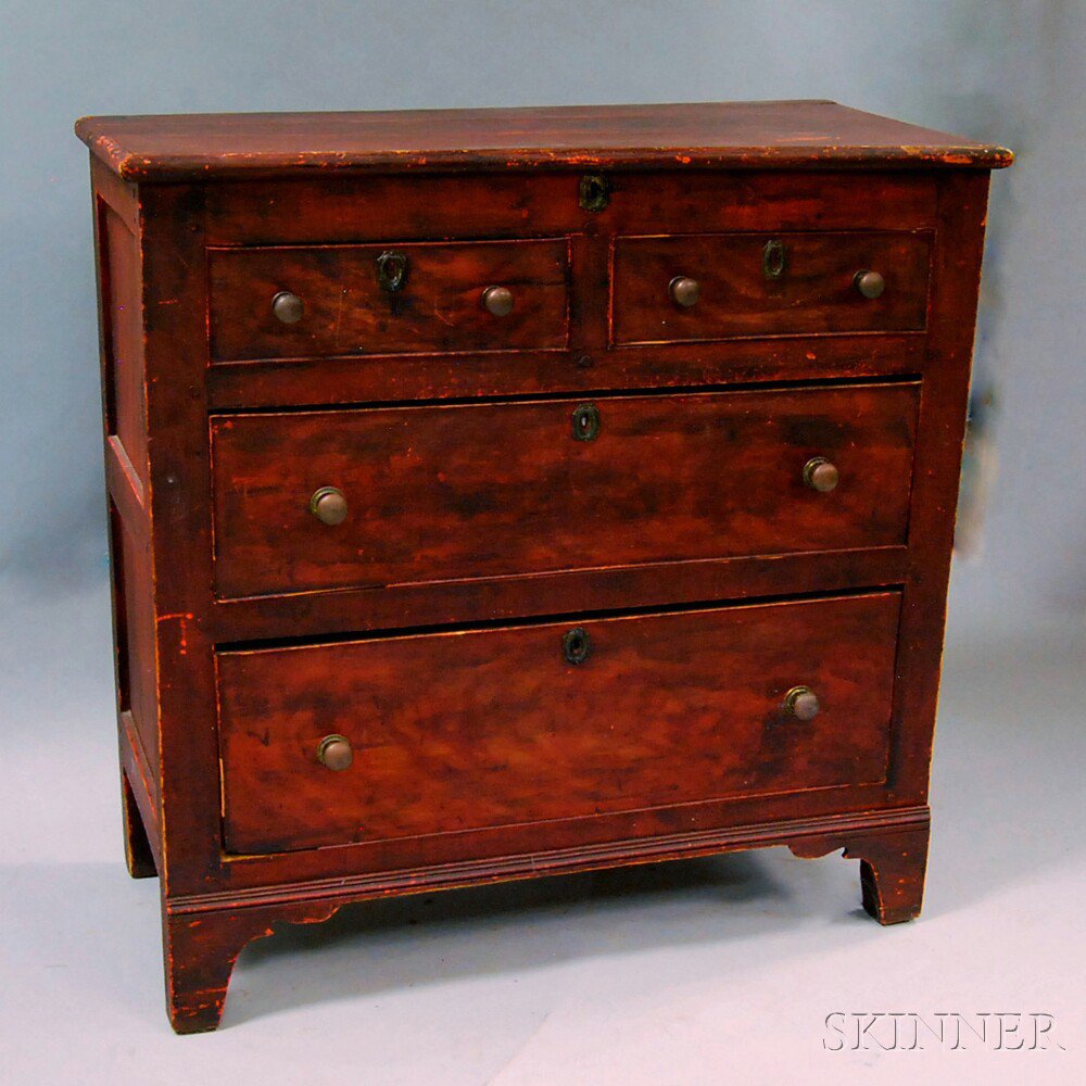 Appraisal: Grain-painted Two-drawer Blanket Chest early th century the case with