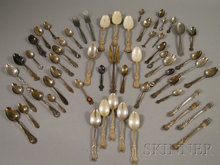 Appraisal: Large Group of Silver and Silver Plated Spoons mostly souvenir