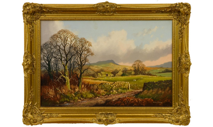 Appraisal: Vincent Selby Titled Farm in the Dale Oil on canvas