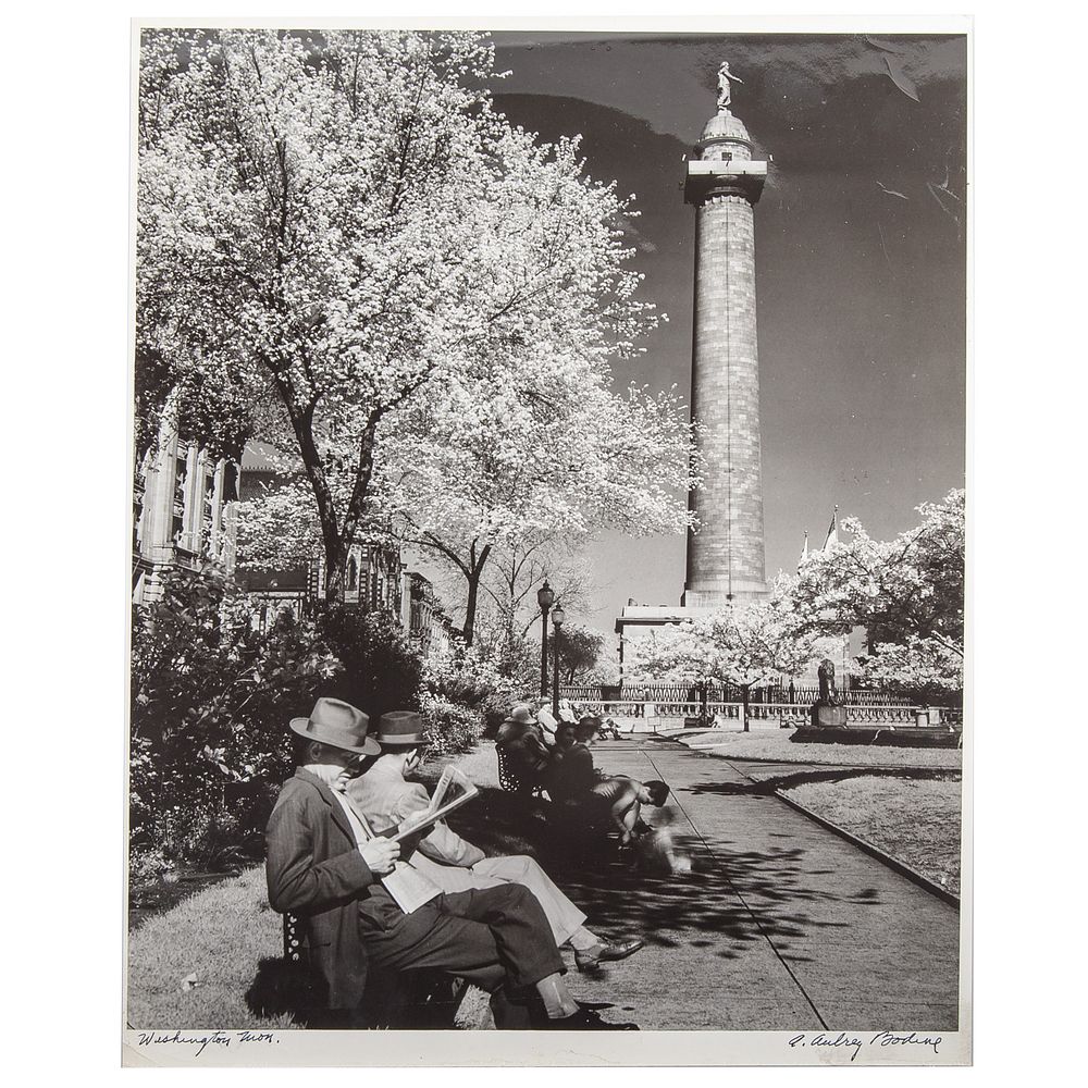 Appraisal: A Aubrey Bodine Washington Monument-Spring American - Gelatin silver print