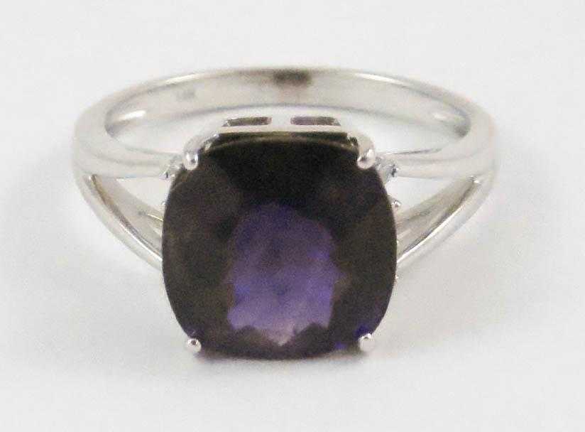 Appraisal: AMETHYST DIAMOND AND FOURTEEN KARAT GOLD RING The white gold