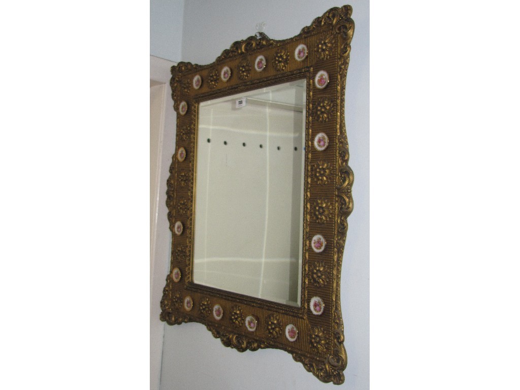 Appraisal: Gilt and ceramic wall mirror and a Sturgeon print