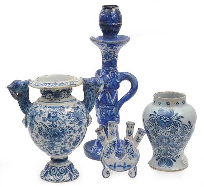 Appraisal: FOUR PIECES OF - TH CENTURY FAIENCE PIECES INCL DOUBLE