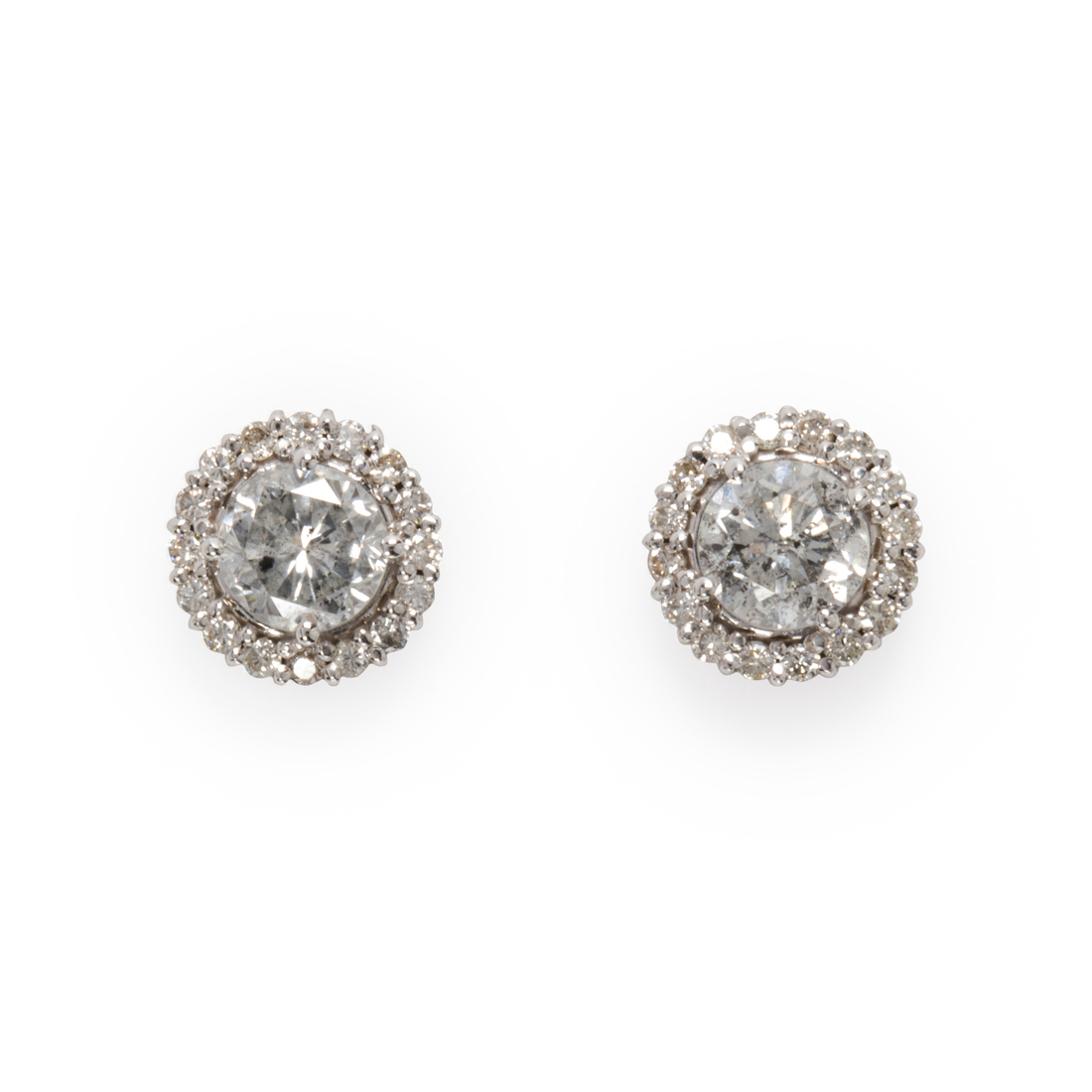 Appraisal: A PAIR OF DIAMOND AND EIGHTEEN KARAT WHITE GOLD STUD