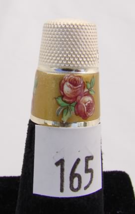 Appraisal: German enamel gold floral thimble