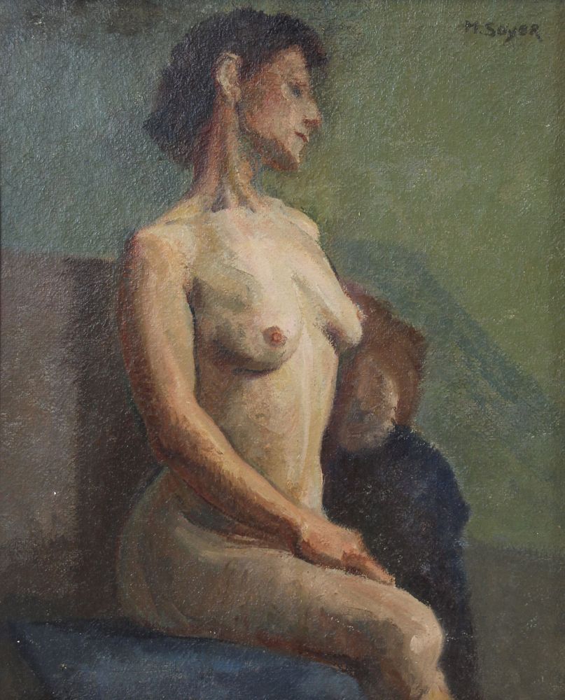 Appraisal: MOSES SOYER AMERICAN - Oil on Board Nude Figure Signed