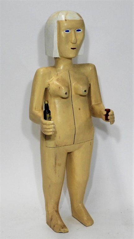 Appraisal: BUBBY MOORES FOLK ART NUDE FEMALE BAR SCULPTURE United States