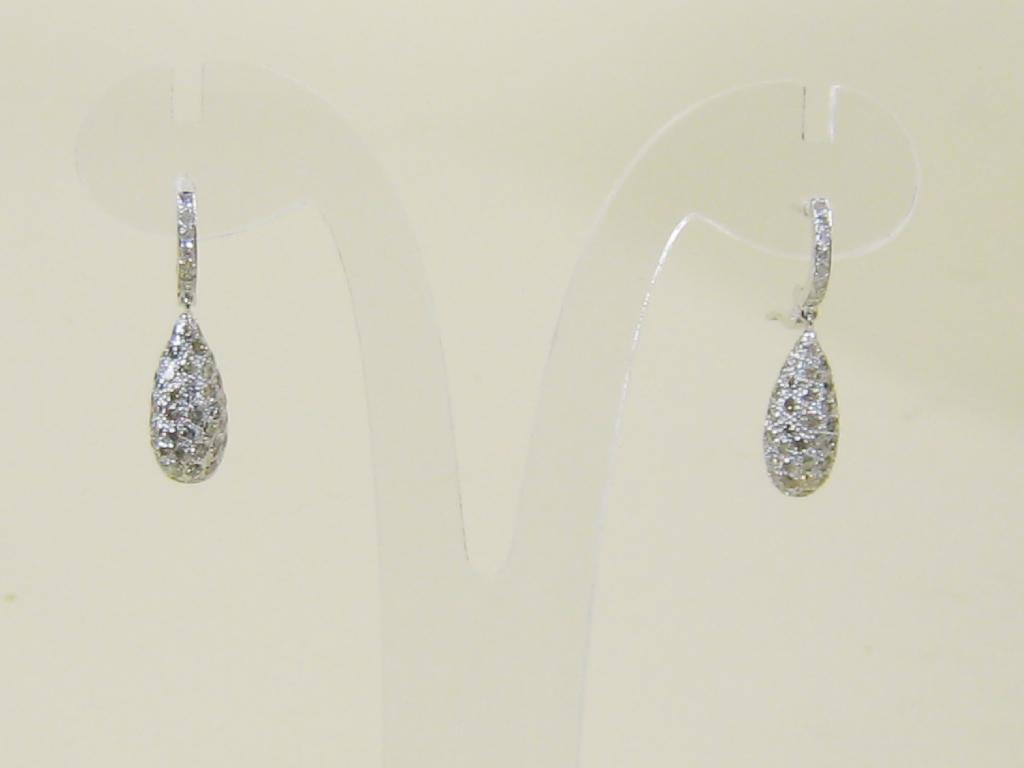 Appraisal: Pair of diamond Ear Pendants each with drop pave set