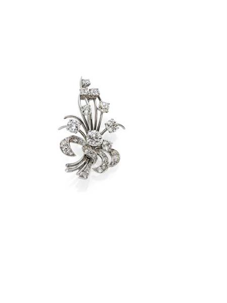 Appraisal: CARTIER - a diamond set floral spray brooch Revised Estimate