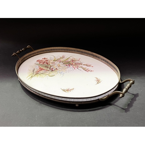 Appraisal: Silver plate surround porcelain tray