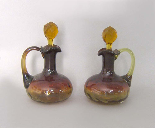 Appraisal: Peach blow vase h together with amberina cruets