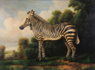 Appraisal: ROGERS Steve Oil on Canvas Zebra i Landscape Signed lower