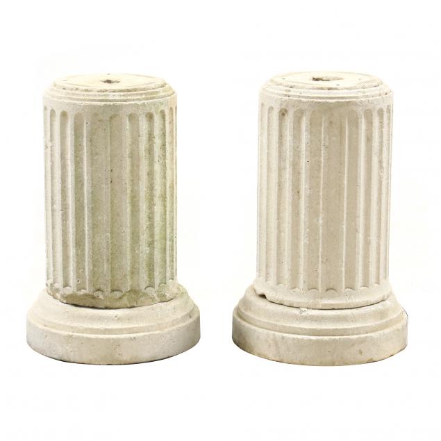 Appraisal: PAIR OF GRECIAN STYLE FLUTED CAST STONE PLINTHS Second half