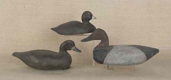 Appraisal: Three carved and painted duck decoys mid th c together